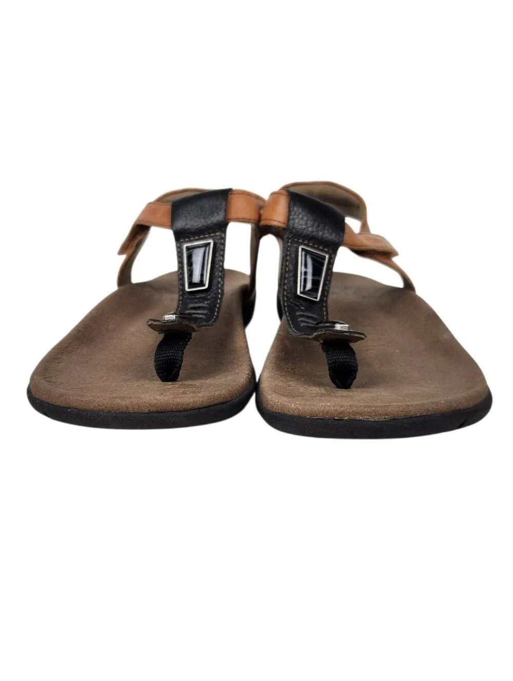 Taos Storyteller Boho Beaded Accent T-Strap Leather Sandals  Womens Size 9